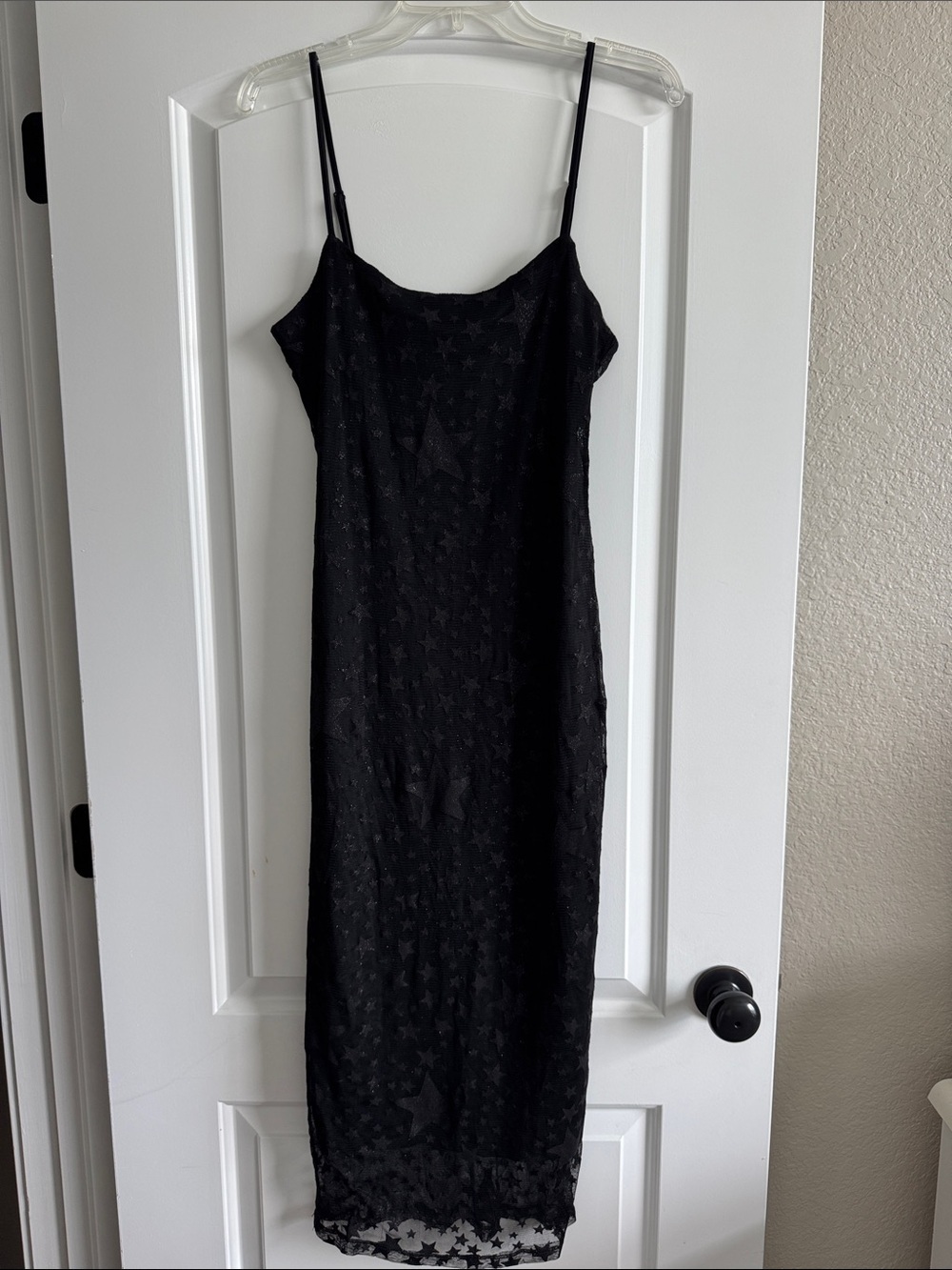 Buddy Love Black Star-Pattern Slip Dress